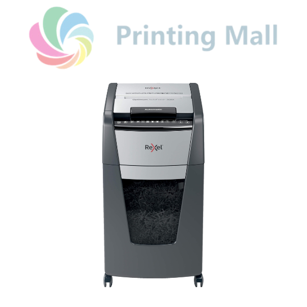 RESIGILAT Distrugator documente automat REXEL OPTIMUM 300X, P4, cross-cut (confeti), 300 coli, cos 60l, negru-gri