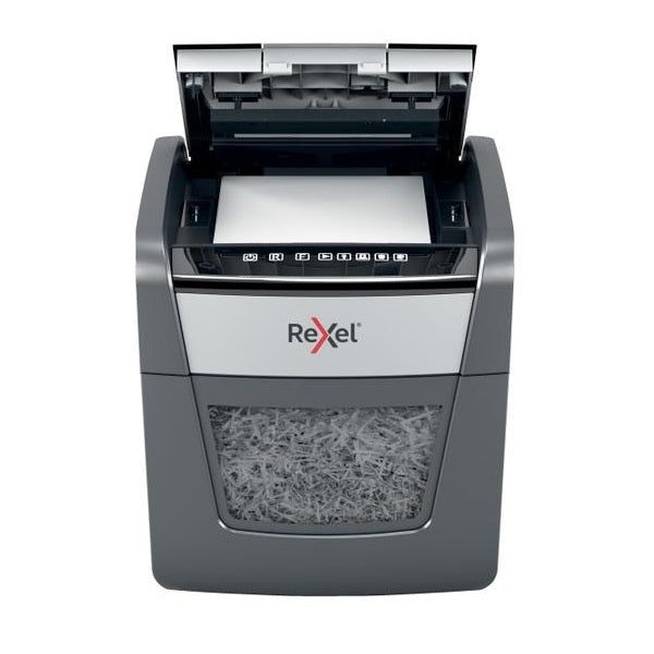 Distrugator documente automat REXEL OPTIMUM 45X, P4, cross-cut (confeti), 45 coli, cos 20l, negru-gri