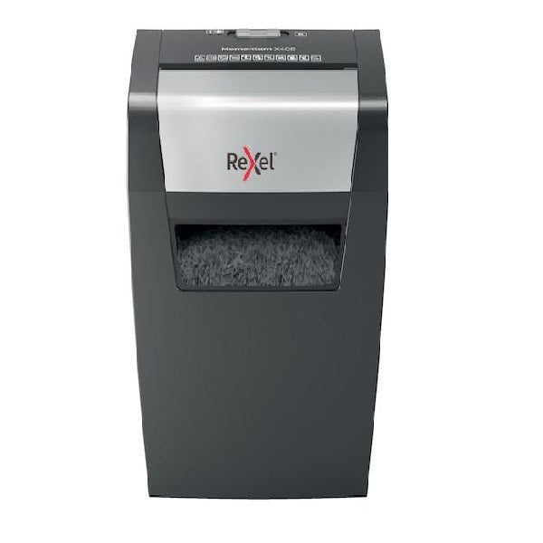 Distrugator documente manual REXEL MOMENTUM X406, P4, cross-cut (confeti), 6 coli, cos 15l, negru