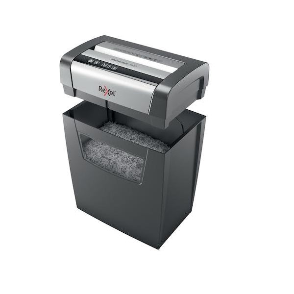 Distrugator documente manual REXEL MOMENTUM X410, P4, cross-cut (confeti), 10 coli, cos 23l, negru