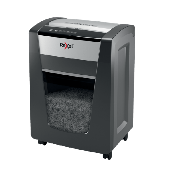 Distrugator documente manual REXEL MOMENTUM M515, P5, micro-cut (particule), 15 coli, cos 30l, negru