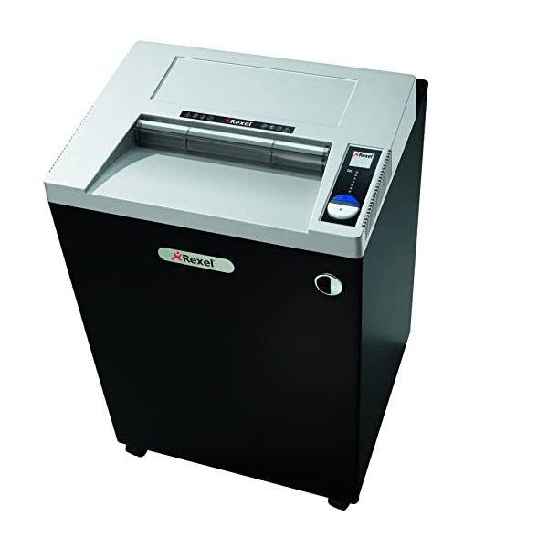 Distrugator documente manual Rexel RLWS35, P2, strip-cut (fasii), 35 coli, cos 175l, cu intrare larga, negru-argintiu