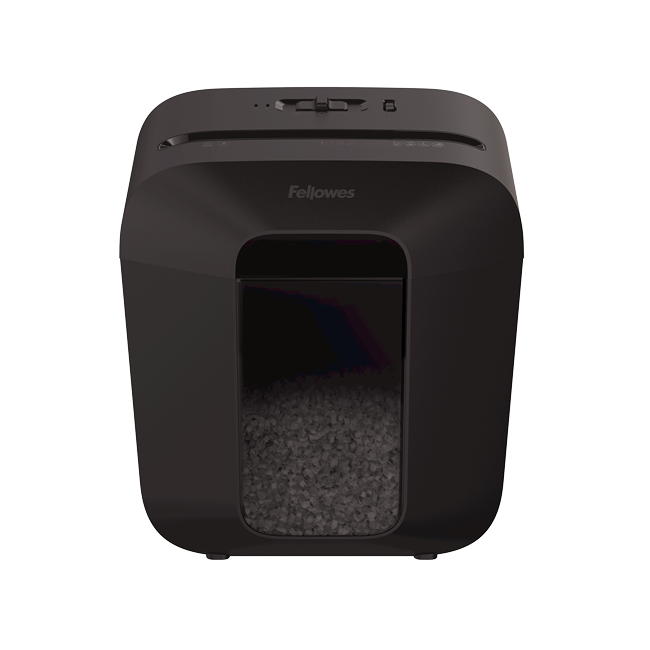 Distrugator documente manual Fellowes Powershred LX25M, P4, mini-cut, 6 coli, mini-cut, cos 11.5 l, negru 