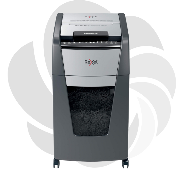 RESIGILAT Distrugator documente automat REXEL OPTIMUM 300X, P4, cross-cut (confeti), 300 coli, cos 60l, negru-gri