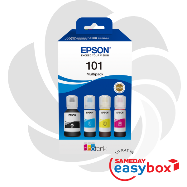 RESIGILAT Set Cerneala Epson 101 EcoTank – 4 Culori Multipack 337 ml