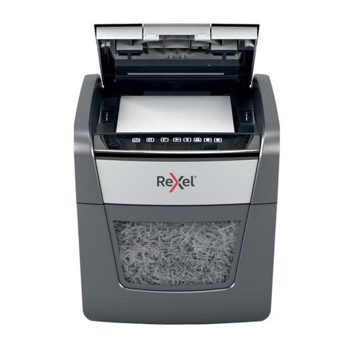 [2020045XEU] Distrugator documente automat REXEL OPTIMUM 45X, P4, cross-cut (confeti), 45 coli, cos 20l, negru-gri