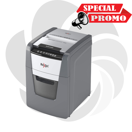 [2020100XEU] Distrugator documente automat REXEL OPTIMUM 100X, P4, cross-cut (confeti), 100 coli, cos 34l, negru-gri