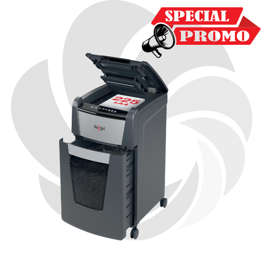 [2020225XEU] Distrugator documente automat REXEL OPTIMUM 225X, P4, cross-cut (confeti), 225 coli, cos 60l, negru-gri