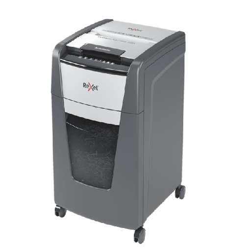 [2020300XEU] Distrugator documente automat REXEL OPTIMUM 300X, P4, cross-cut (confeti), 300 coli, cos 60l, negru-gri