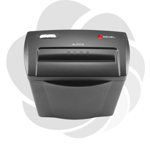 [2102020EU] Distrugator documente manual REXEL ALPHA S/C, P1, strip-cut (fasii), 5 coli, cos 10l, negru