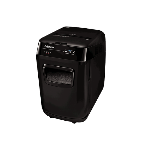 [4653602] Distrugator documente automat Fellowes Automax 200C, P4, Cross-Cut, 200 coli, cos 32l, negru