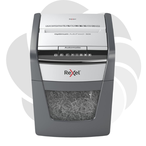 [2020050XEU] Distrugator documente automat REXEL OPTIMUM 50X, P4, cross-cut (confeti), 50 coli, cos 20l, negru-gri