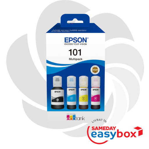 [C13T03V64Ares] RESIGILAT Set Cerneala Epson 101 EcoTank – 4 Culori Multipack 337 ml